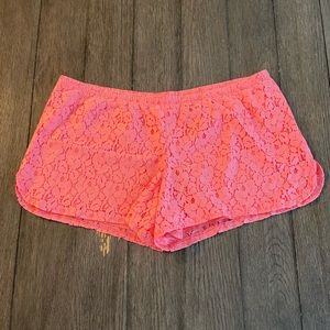 Xhilaration Sleepwear Lounge Elastic Waist Shorts Pink w/ Outer Lace Shell Sz XL